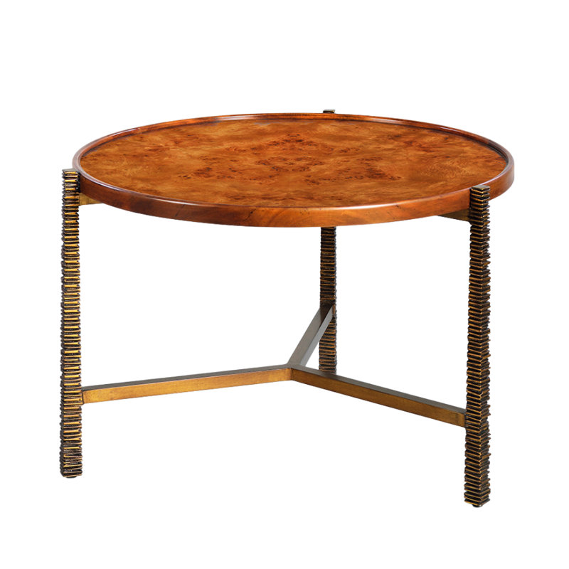 Reston & Cara Coffee Table - Small, Gold, Rustic Burl, Small