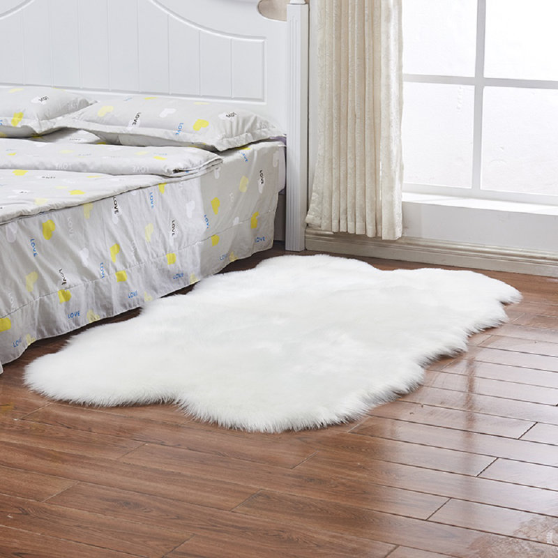 Artie Irregular Shaped Super Soft White Shaggy Area Rug
