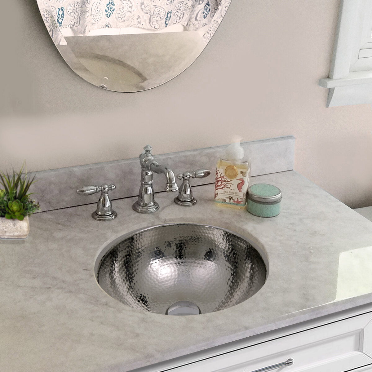 nantucket sinks 13'' polished stainless steel circular undermount bathroom  sink with overflow