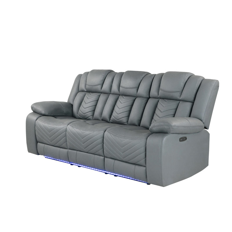 3, inclinable, gris, tissu, style contemporain, table rabattable, ports intégrés Power Hub, station de charge sans fil, table