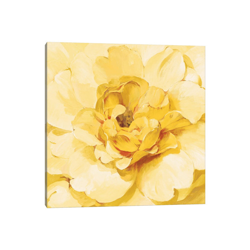 Pivoine jaune, H 12 po x l 12 po x P 1,5 po