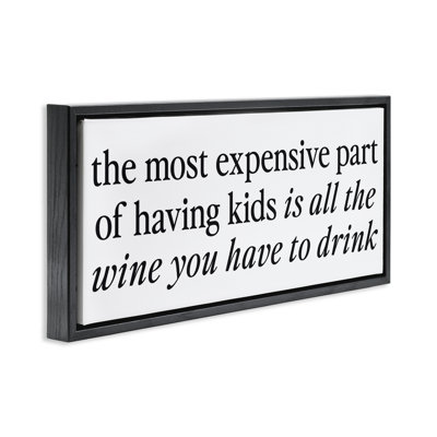 Cadre flottant pour enfants amusant avec humour et vin, design avec lettres et doublure