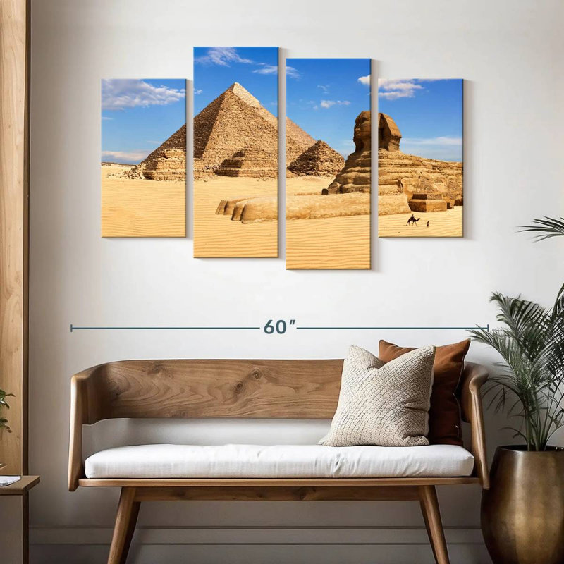 Sphinx d'Adella et grande pyramide de Gizeh, H 32 po x l 52 po