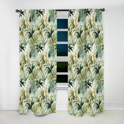 Motif tropical de lignes tropicales - Rideau floral - Velours obscurcissant - 1 panneau