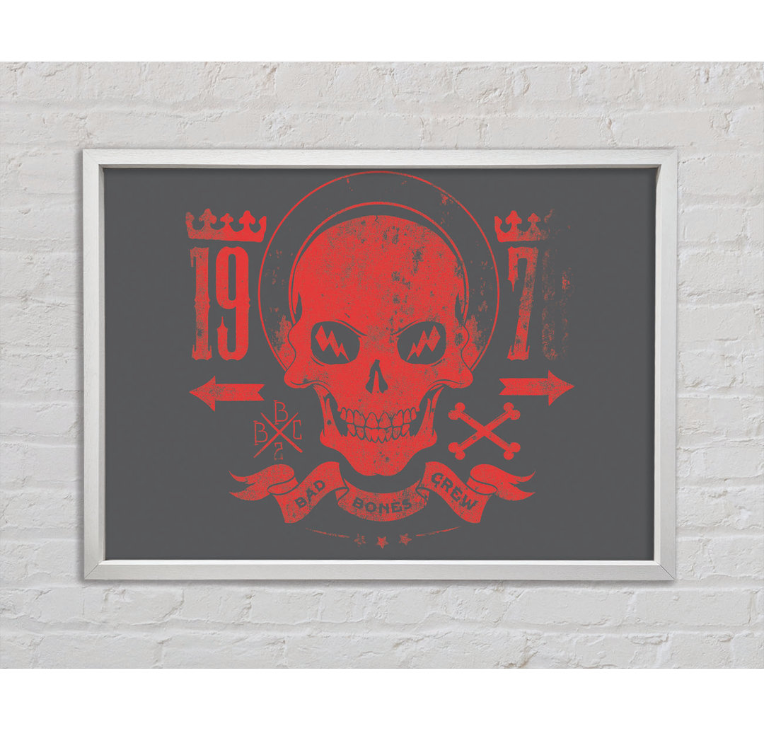 Retro Skull Red - Einzelner Bilderrahmen Kunstdrucke auf Leinwand