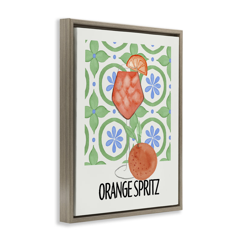 Cadre flottant orange Spirz On My Mind, design par Nina Jacobs, H 31 po x l 25 po, Montalcino orme flottant encadré