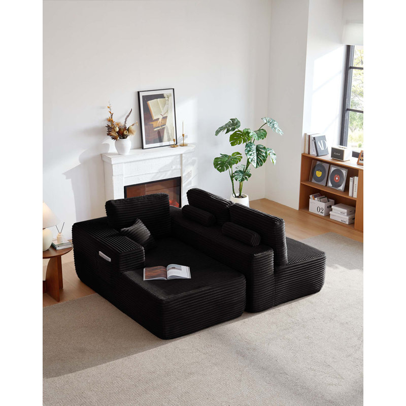 104" Cloud Sectional Sofa With L-Shape Chaise And Side Pockets, Modern Modular Design, Deep Seating, Upholstered Couch For Living Room/Bedroom, No Assembly Required (Plush Fabric), Left-Facing