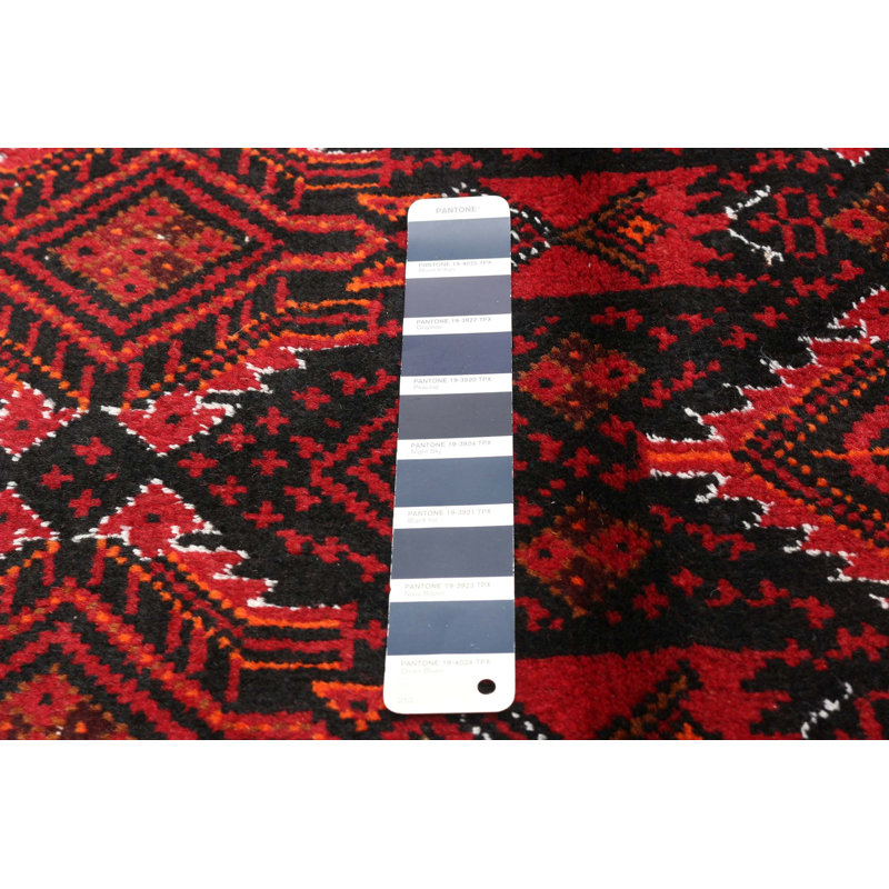 Tapis bleu marine foncé en laine noué à la main de conception unique 3 pi 5 po x 6 pi New Age