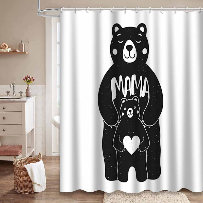 Mignon rideau de douche avec 12 crochets, L 72 po x l 72 po