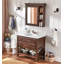 Meuble-lavabo en bois d'hévéa de style pastoral avec lavabo en céramique