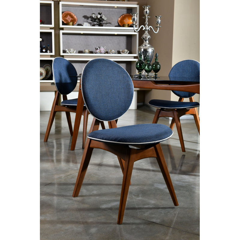 Chaise d'appoint revêtue de lin King Louis, Bleu