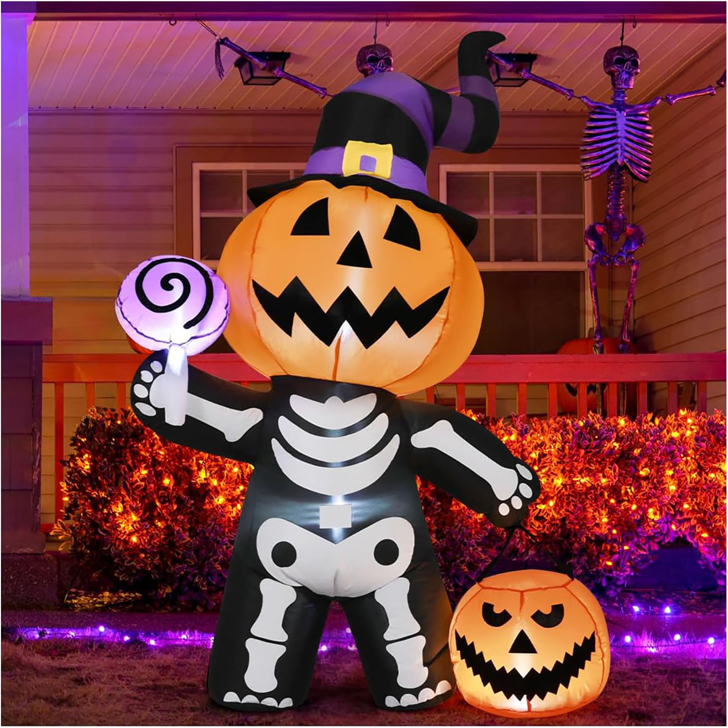 Décoration Gonflable Halloween 180 Cm – Citrouille Araignée Avec LED, Ventilateur Intégré, Pour Jardin, Pelouse Ou Intérieur