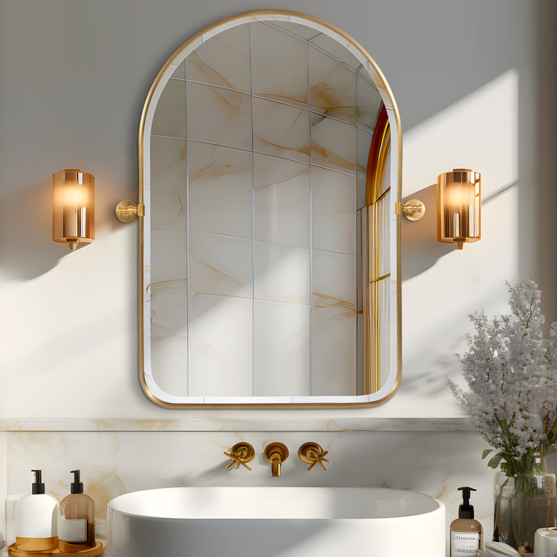 Norita Metal Arch Mirror, Gold, 32" x 23"