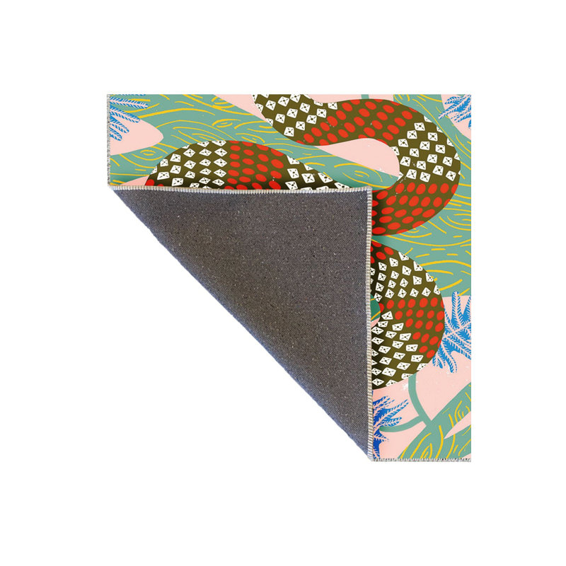 Multicolor Tree Snake Patterned Woven Base Modern Decorative Rug, Runner 3'3" x 6'7" Rug Pad Included