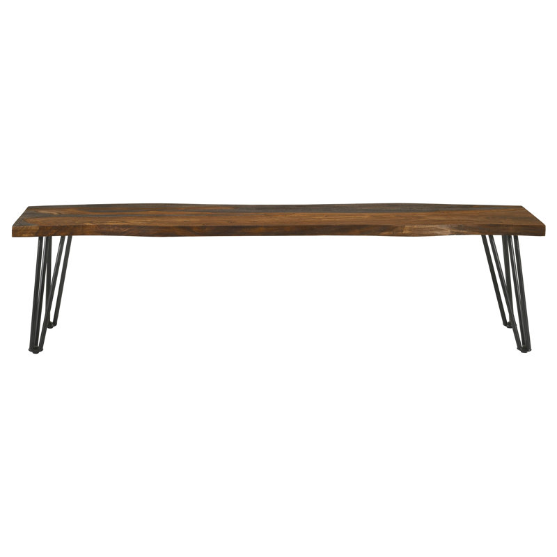 Jenniver Live Edge Wood Dining Bench Hairpin Legs Grey Sheesham