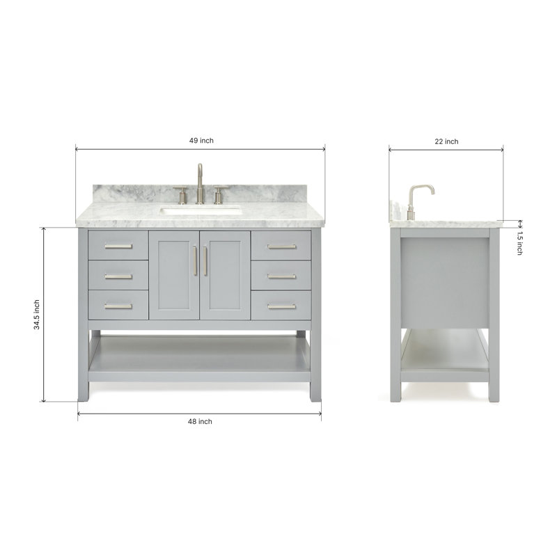 Magnolia Bath Vanity Oval Basin S049SCWOV, Gray, Rectangular