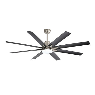  66-inch Modern Ceiling Fan with Light, Remote Control Smart Fan, 8 ABS Blades, DC Motor, 6 Speeds, Downrod Mount for Bedroom, Living Room