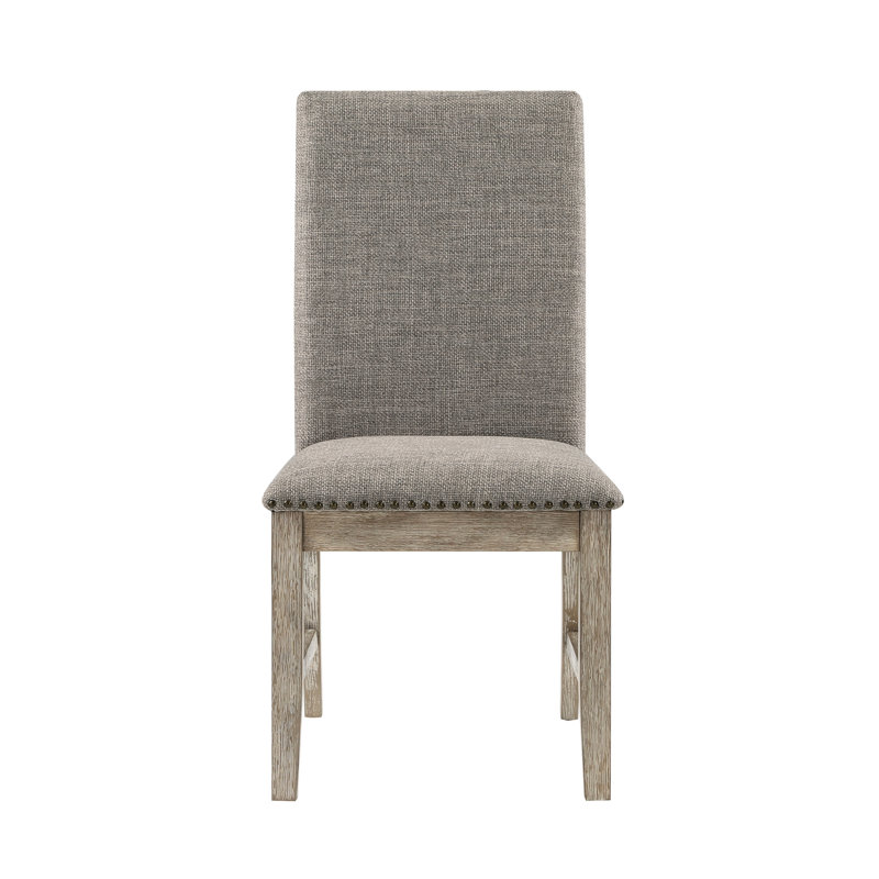 Chaises d'appoint d'une capacité de 250 lb, gris brun, tissu texturé, espace de salle à manger de 25 po de largeur, revêtement gris, 2 unités