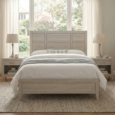 Wood Panel Bed with Recessed Detailing