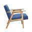 Chaise berçante d'appoint rembourrée en tissu bleu moderne avec structure en bois d'hévéa massif, finition naturelle - Meubles de salon contemporains-459862612-459862615