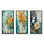 «Blossoming Yellow Rose On Teal Vintage Art», 3 pièces sur toile