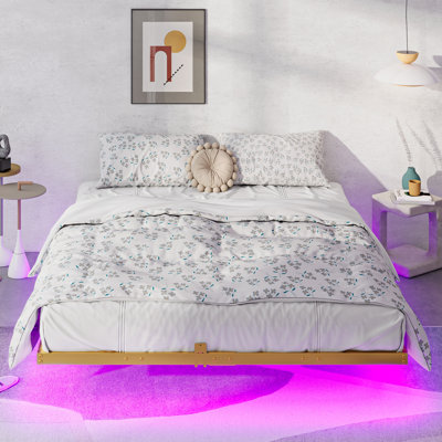 Floating Bed Frame With Led Light