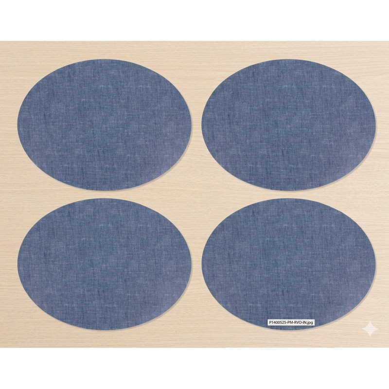 Ensemble de 4 napperons en vinyle Riviera indigo, Indigo