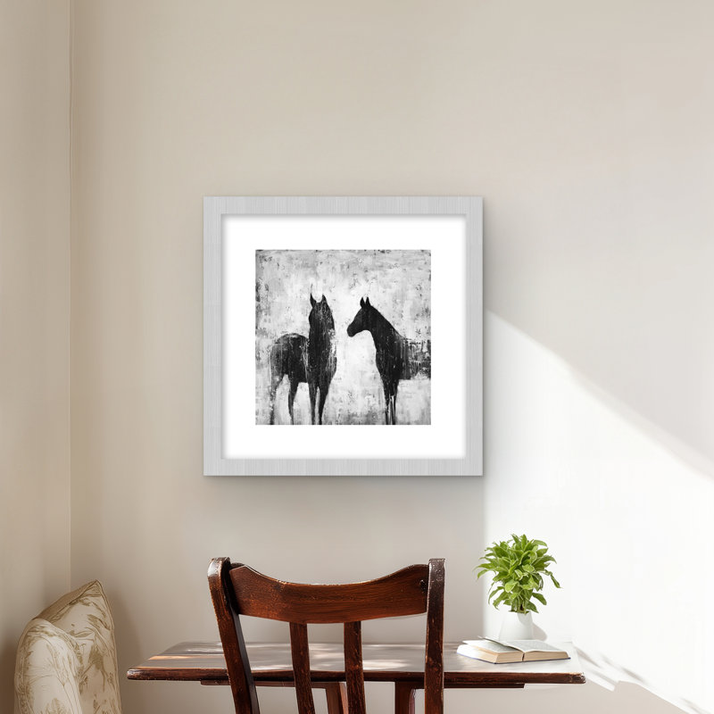 Motif de chevaux noir et blanc, Argent argent
