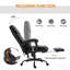 Chaise de bureau de massage à haut dossier avec 6 points de vibration, chaise d'ordinateur inclinable en cuir PU, chaise de bureau ergonomique avec repose-pieds réglable en hauteur et télécommande, noir
