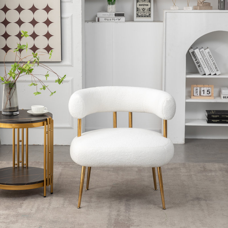 Upholstered Barrel Chair, White