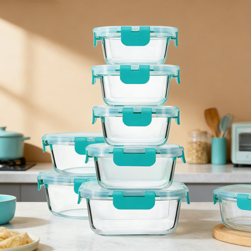 Ensemble de 24 contenants pour aliments en verre avec couvercles verrouillables, contenants hermétiques pour la préparation des repas au micro-ondes, au four, au congélateur et au lave-vaisselle, verre borosilicaté