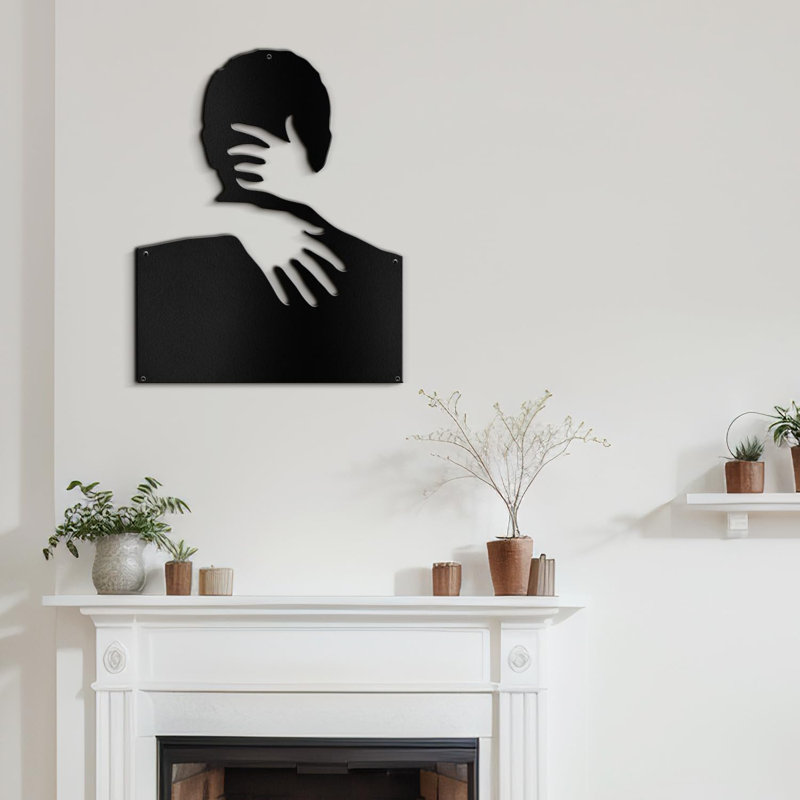Décoration murale en métal, H 18 po x l 18 po x P 0,05 po, Noir