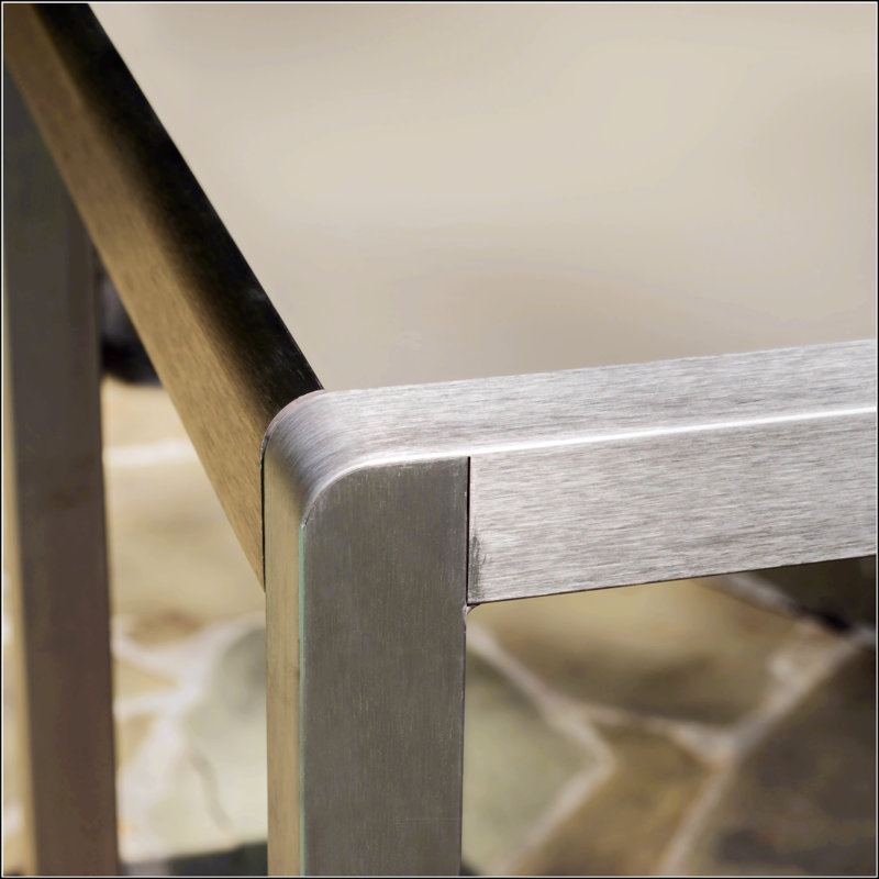 Table de bar d'extérieur en aluminium de 43 pouces avec plateau en verre trempé, finition grise, résistante à la rouille et durable
