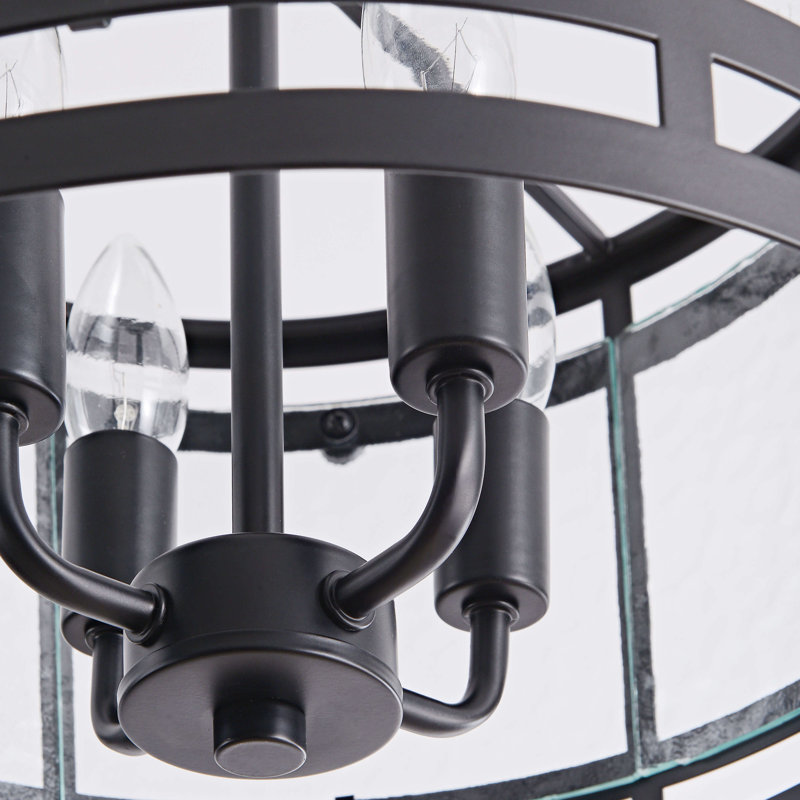 Plafonnier encastré cylindrique arrondi en verre texturé à 4 lumières 14,5 po Rika