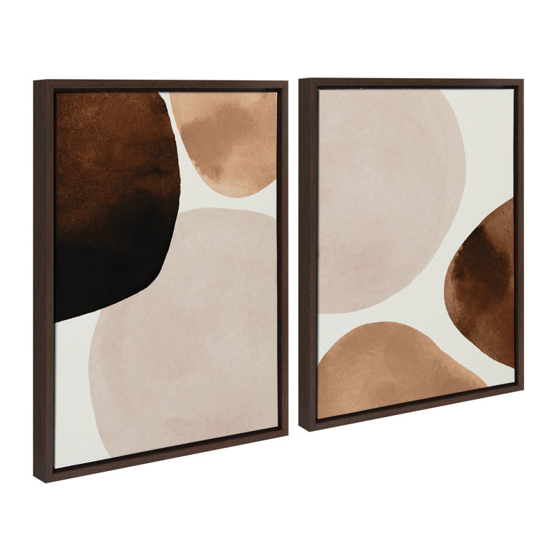 «Shapes I and II» par Amy Lighthall, ensemble d'art mural sur toile encadrée, Encadrement brun