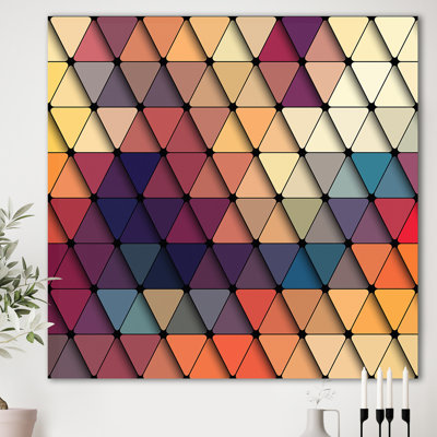 « 3D géométrie en forme de losange en bleu, orange, mauve », impression sur toile