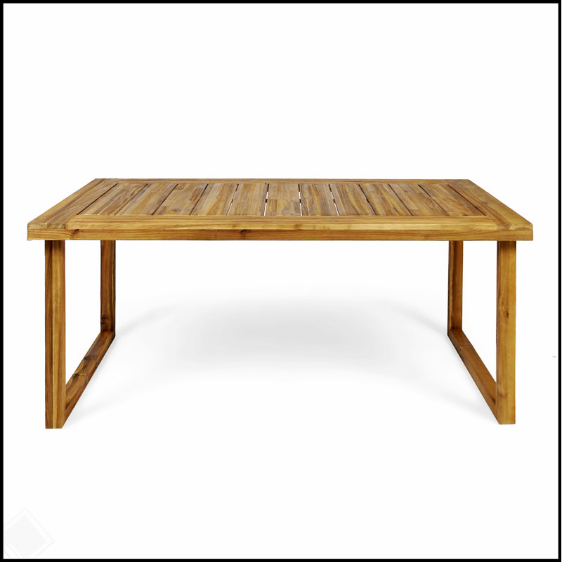 Table de salle à manger d'extérieur en bois d'acacia de 69 pouces avec finition naturelle sablée, durable et résistante aux intempéries pour une utilisation toute l'année