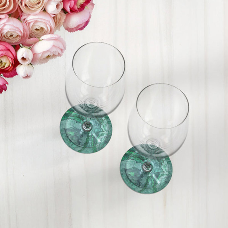 Sous-verres ronds en cuir malachite Agate, Malachite