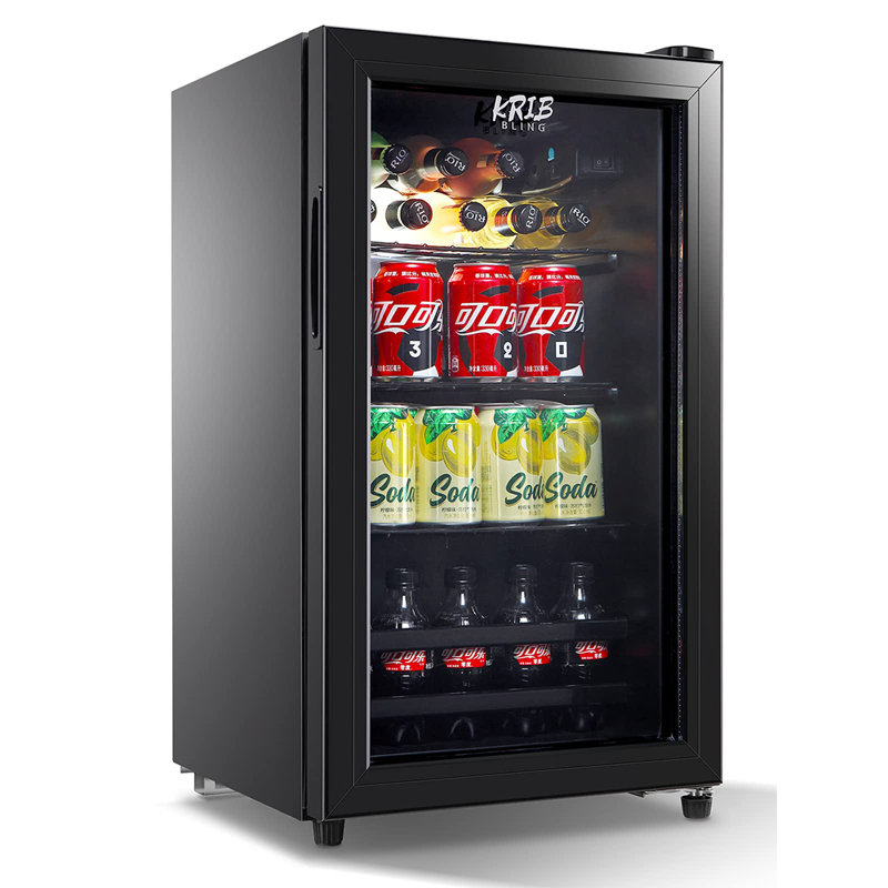Jeremy Cass LLC 15.75'' W Freestanding 120 Cans (12 oz.) 3.1 Cubic Feet Beverage Cooler with Glass Door