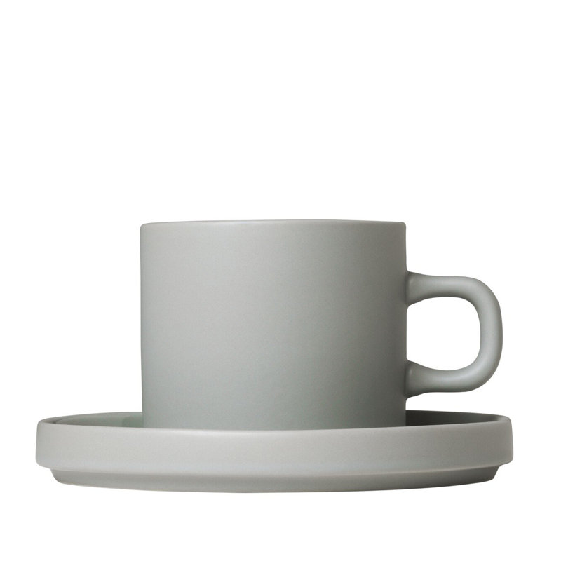 Tasse à café et soucoupe en grès PILAR, Gris mirage