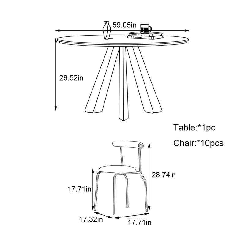 Ensemble de table ronde Vintage