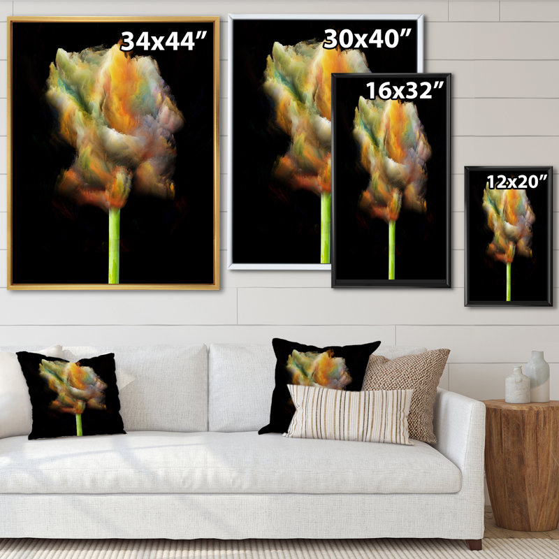 «Blooming Multicolor Fractal Flower», art mural moderne sur toile, H 12 po x l 8 po x P 1 po, Cadre flottant blanc