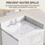 Dessus de meuble-lavabo à dossier rectangulaire l 24 po x H 4 po en pierre reconstituée blanc Carrara
