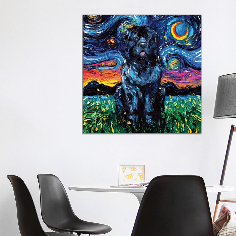 "Terre-Neuve" par aja Trèves, reproduction d’art, H 12 po x l 12 po x P 0,75 po, Toile tendue, Pas de tapis