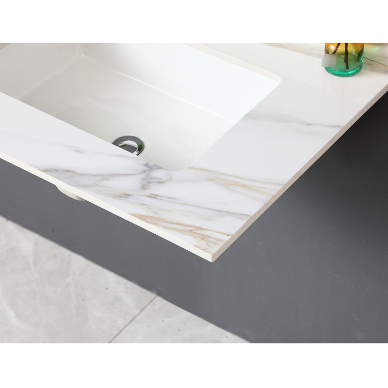 Comptoir de meuble-lavabo 31 po - Lavabo rectangulaire et dosseret de 4 po avec finition