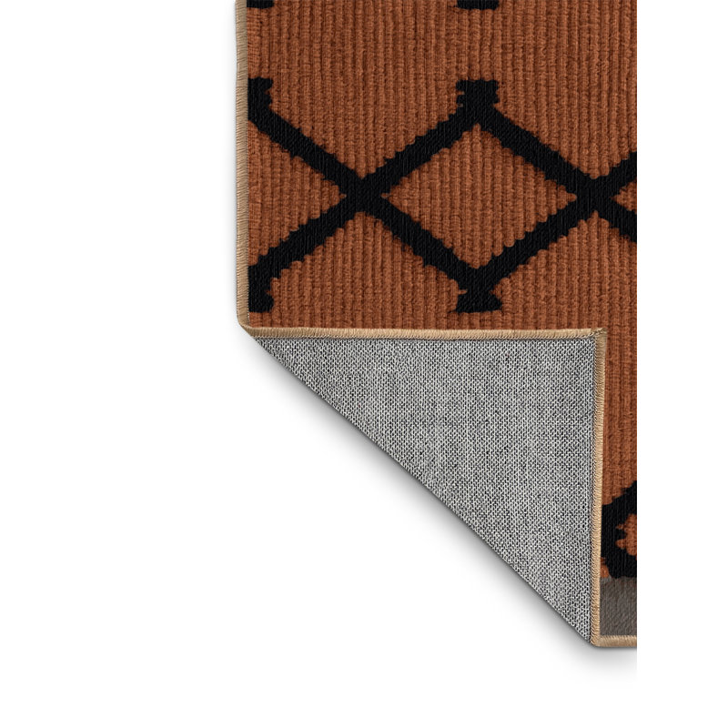 Machine Washable Trellis Brown Area Rug