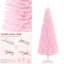 Arbre de Noël artificiel rose 4,9 pi avec 294 pointes de branches, arbre de Noël mince facile à assembler avec base blanche amovible, parfait pour les fêtes