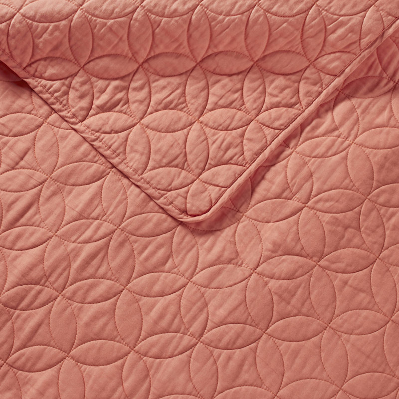 Ensemble de courtepointe réversible Laura Ashley, Courtepointe double / grand + 2 taies décoratives, Corail