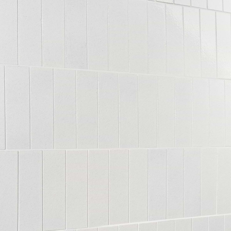 Color One 2x8 Glossy Lava Stone Tile, Cotton White