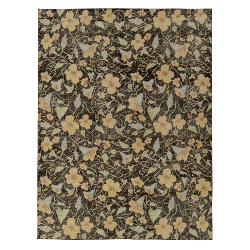 Distressed Homage Wool Floral Area Rug, Rectangle 5' x 8'